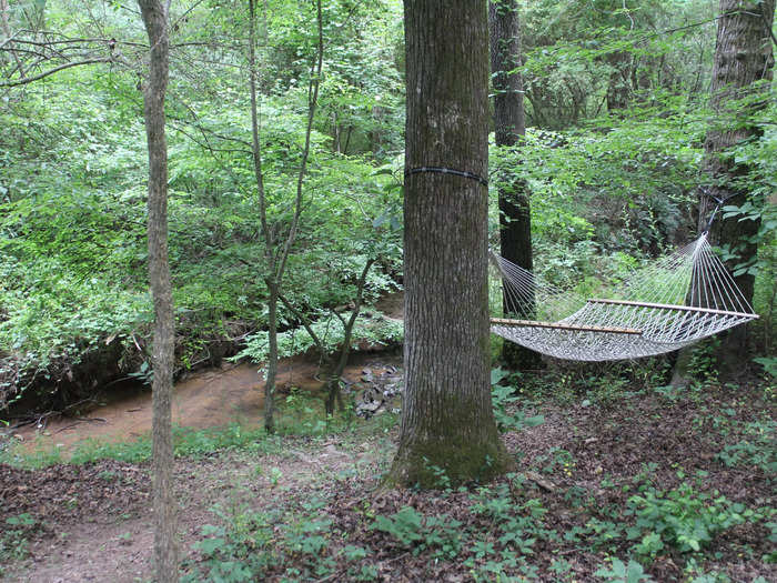 A short walk away from the house, there was a babbling creek and a hammock.