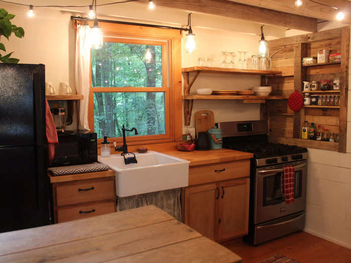 The tiny house had a full-size kitchen and everything you needed to make a meal.