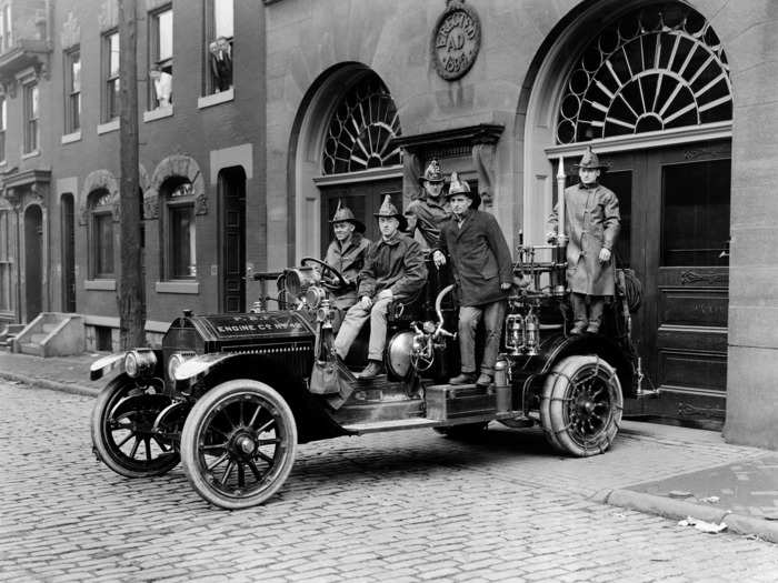 Fire engines in the 1920s looked much more ornate than today