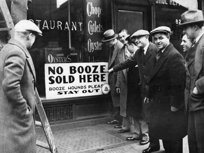 Prohibition banned the manufacture, sale, and transportation of alcohol within the US until 1933.