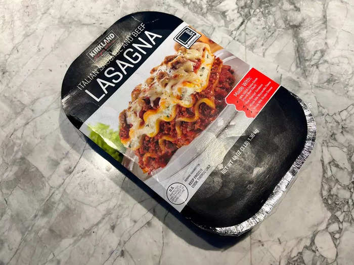 The Kirkland Signature Italian-sausage-and-beef lasagna required a long time in the oven.