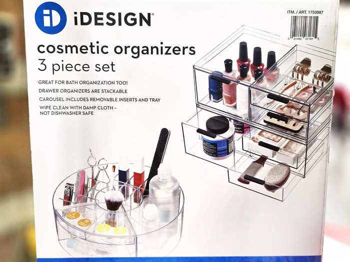 Add the iDesign three-piece cosmetic organizer set to your bedroom, bathroom, or closet space. 