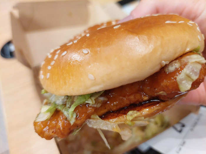 The sandwich was dripping with teriyaki sauce. I have a low spice tolerance, but the sweet and sticky sauce and mayonnaise meant that the McSpicy patty wasn