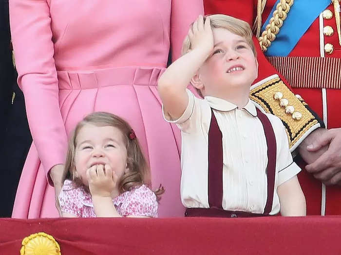 The pair both appeared stressed out by the planes flying over the palace in 2017.