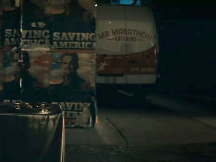 The Boys operate out of a white van that says Mr. Marathon Catering when they attempt to crash an election night party in the season four premiere. 