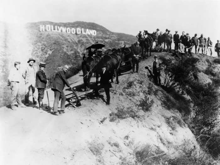 The famous Hollywood Sign in Los Angeles was built in 1923 as an advertisement for a forthcoming real estate development.