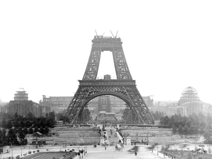 The construction of the Eiffel Tower began in Paris in 1887, in advance of the 1889 World