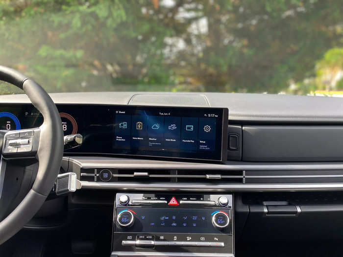 Like in other Hyundai products these days, the focal point of the front dash is a 12.3-inch touchscreen.