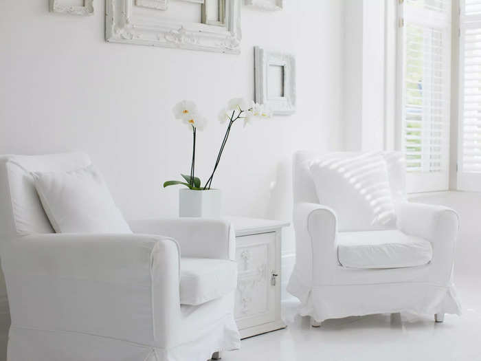 All-white interiors are impractical and hard to maintain.
