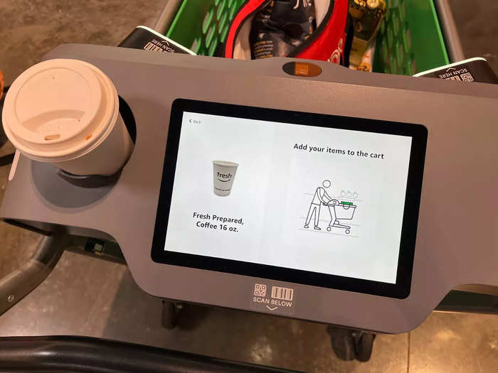 Placing the coffee in the cart