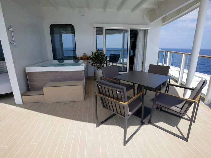 A private hot tub is included in the suite, which starts at $2,430 per person and day.