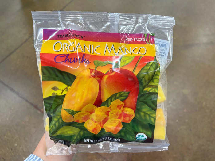 If you like smoothies, I recommend grabbing the organic frozen mango chunks.
