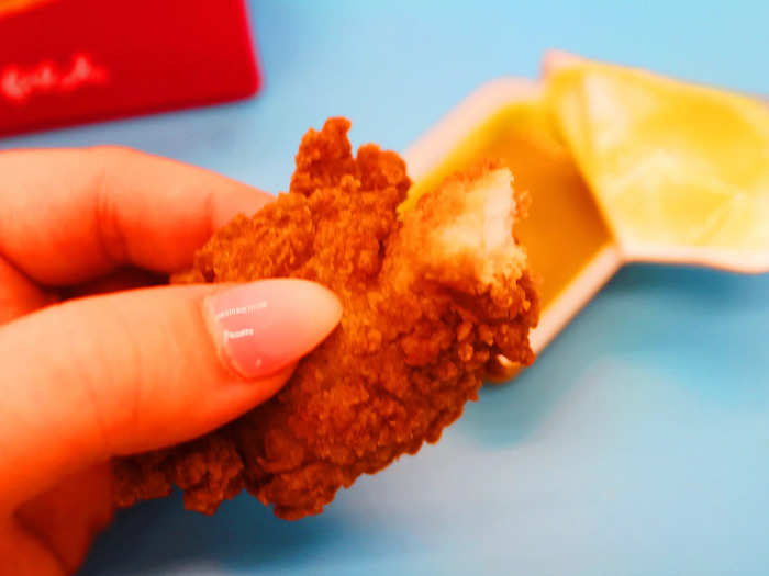The chicken tenders were nicely fried but still juicy on the inside.