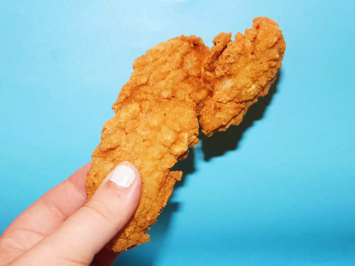 The chicken tenders were crispy on the outside.