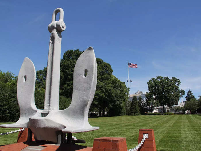 Outside the historic homes, the anchor from the USS Enterprise was mounted on a platform.