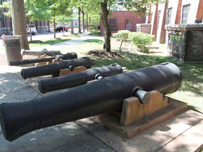 Along the sidewalk, our guide pointed out a collection of cannons captured during historic battles.