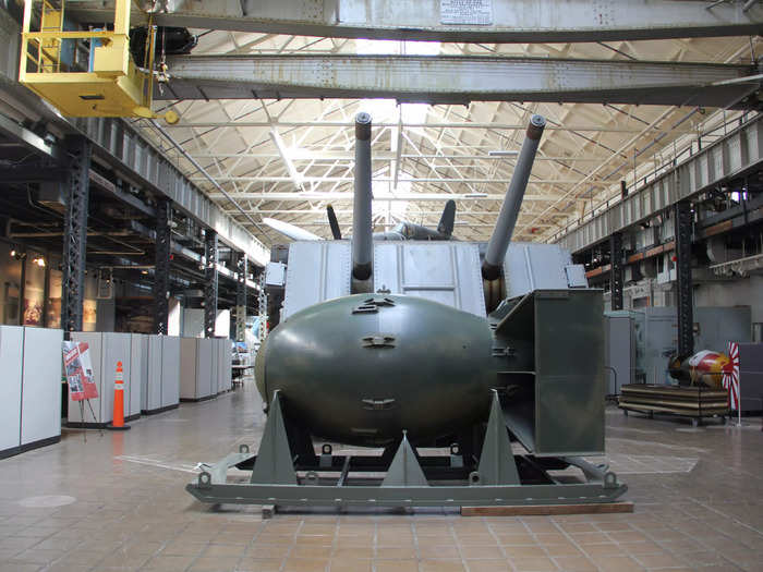 Modern weaponry on display included items like an atomic bomb casing similar to the one used on Nagasaki in 1945.