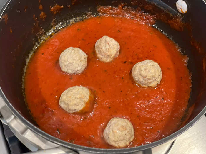 The stovetop meatballs had a bit of a leg up because they simmered in sauce. 