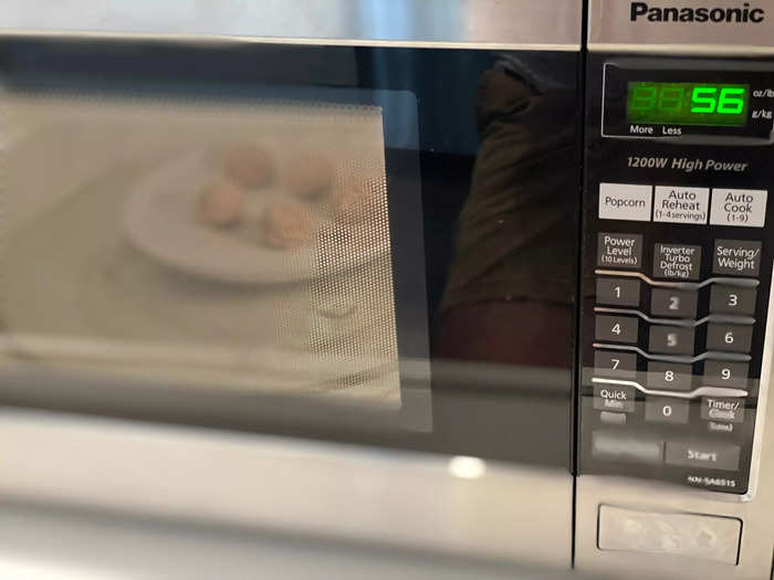 Microwaving the meatballs was incredibly quick. 