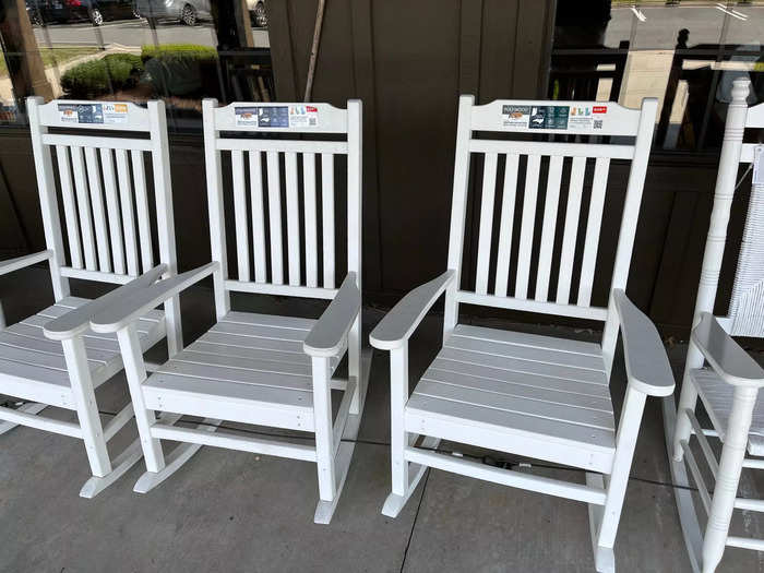 One of the first things I saw were these rocking chairs on the patio outside.