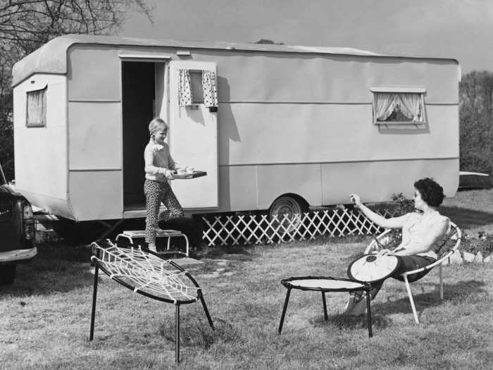 Rather than just setting up tents, people began bringing RVs.