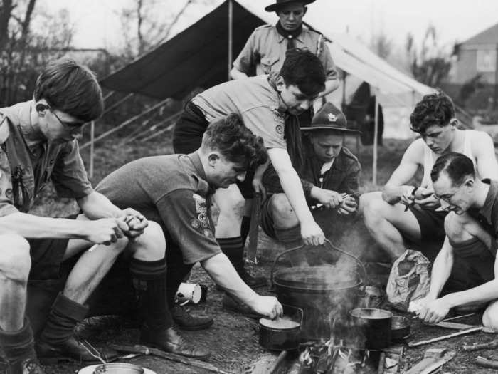 Boy Scouts went on camping trips every year after their establishment in 1910.