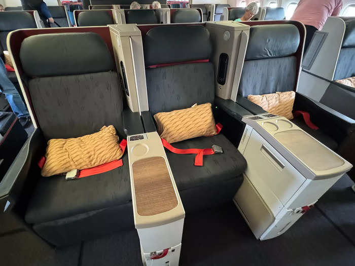 My seat was located in the front row of the business-class section.