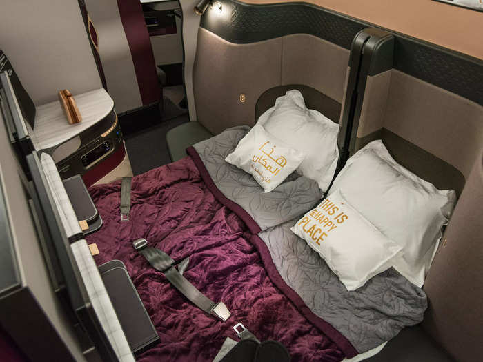 Qatar Airways QSuite business class has a similar design but without the hotel-style privacy and space.
