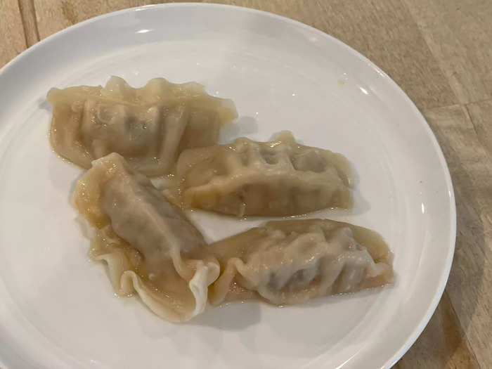 The microwaved potstickers came out better than I expected — but still not great.