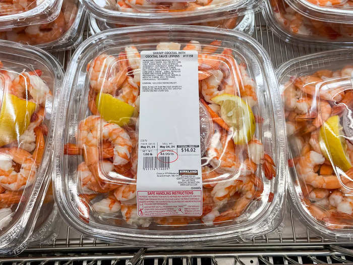 If I want seafood, I go for the Kirkland Signature shrimp cocktail.