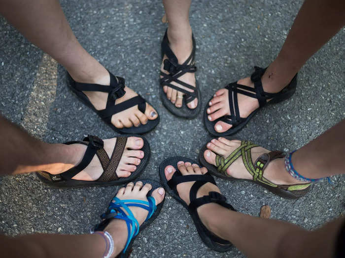 Water sandals aren’t doing anything for your look. 