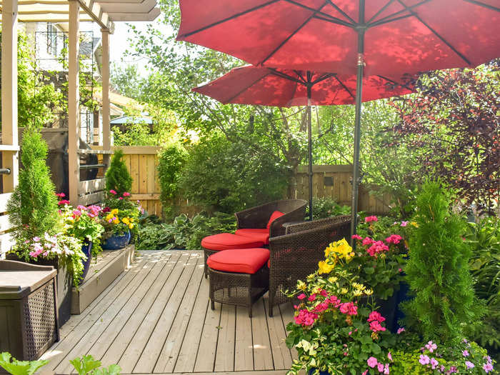 Place your patio furniture near your plants and trees.