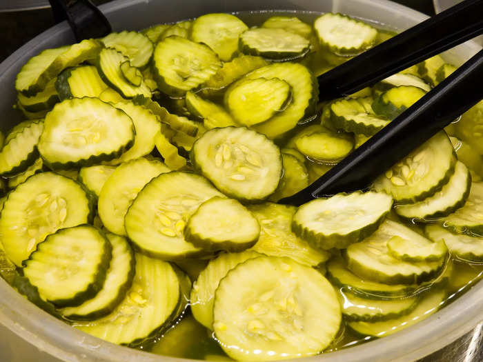 Pickles make a crunchy, sour addition.