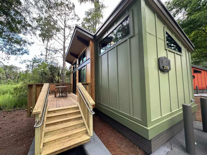 The cabins are nestled in residential-like streets.