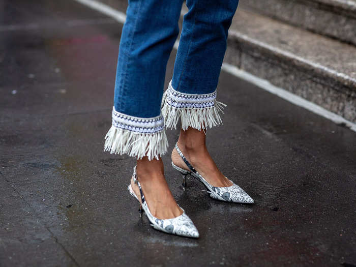 Kitten heels are an unfortunate staple of the "office siren" trend.