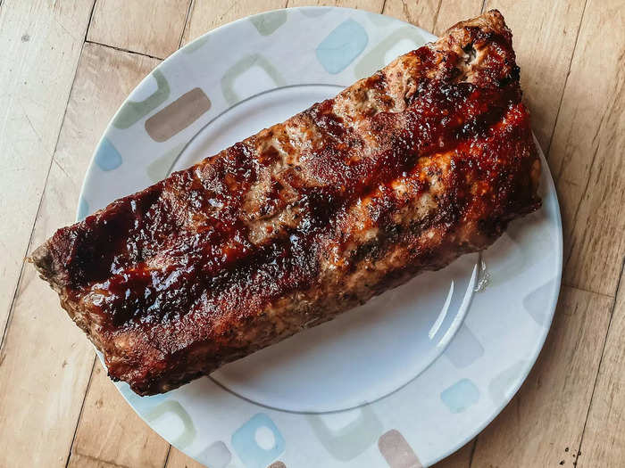 The oven-baked ribs were the juiciest of the three. 