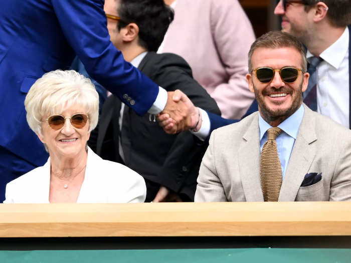 English soccer legend David Beckham was seen enjoying day one of the tournament with his mom, Sandra.