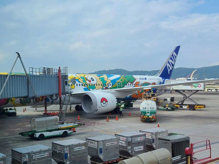 As I walked toward the gate, I caught my first glimpse of the colorful aircraft with Pokémon on both sides.