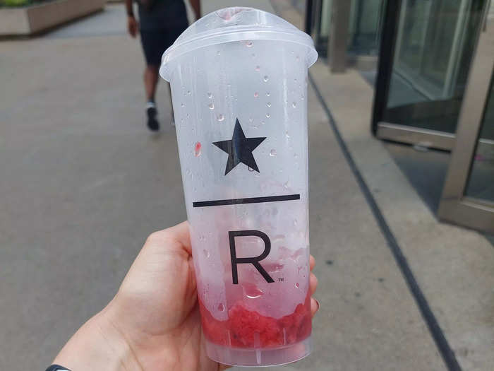 It was made up of sparkling water, "muddled" strawberry, and balsamic vinegar, and cost $7 for a grande. It tasted nice and was really refreshing, but I couldn