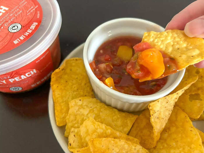 This salsa would likely work better for tacos and rice bowls than dipping.