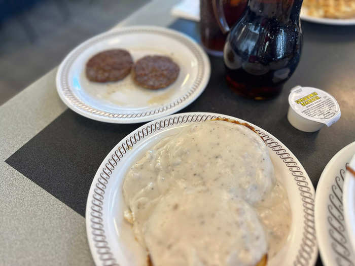 The biscuit and gravy at Waffle House was very tasty.