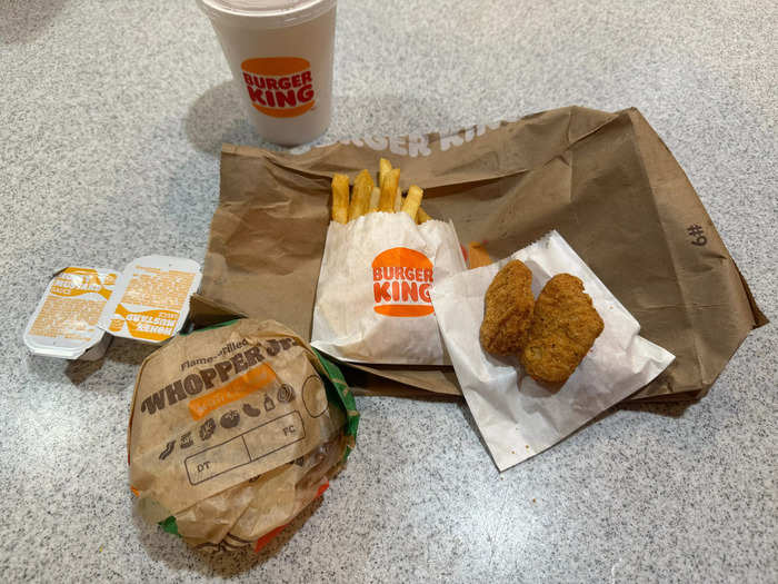 The $5 Your Way meal from Burger King also came with fries, four chicken nuggets, and a choice of sandwich. I went for the Whopper Jr.