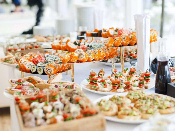 Sushi and Asian-inspired food are other major wedding food trends.