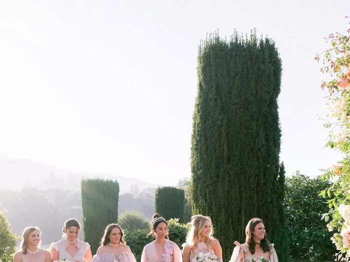 Lee said it was incredible to see her bridesmaids in their dresses as she walked down the aisle on her wedding day. 