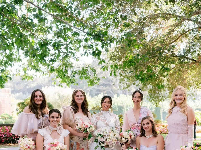 It took Lee more than a year to make her six bridesmaid dresses. 