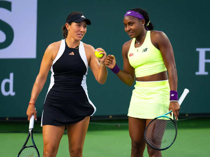 Pegula plays doubles with Coco Gauff.