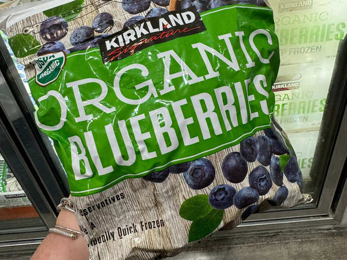 Frozen organic blueberries are more affordable at Costco. 