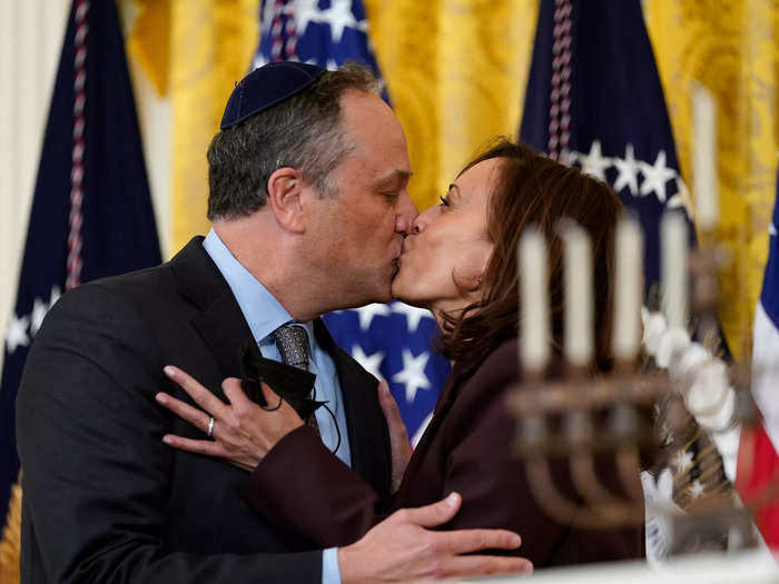 December 2021: The couple shared a kiss at a menorah lighting ceremony at the White House during the Jewish holiday of Hanukkah.