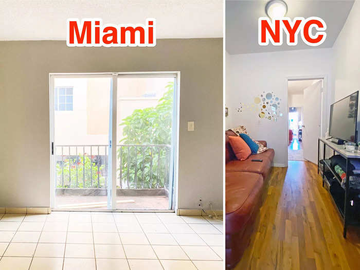 I was also able to tour a 1,100-square-foot apartment in Miami and discovered that I could live with double the space for roughly the same price as my 500-square-foot Brooklyn abode.