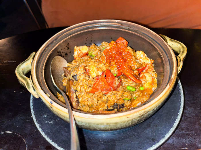 The signature lobster fried rice with salmon roe, king-oyster mushrooms, and edamame was just OK.